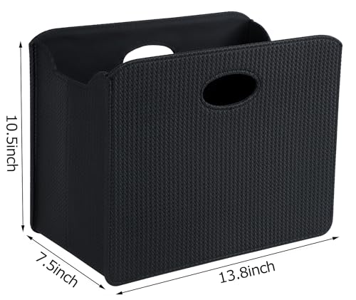 HofferRuffer Magazine Basket Holder, Foldable Magazine Rack, Document File Holder Organizer, File Folder, Newspaper Storage Bin Organizer for Home or Office (BlackWoven)