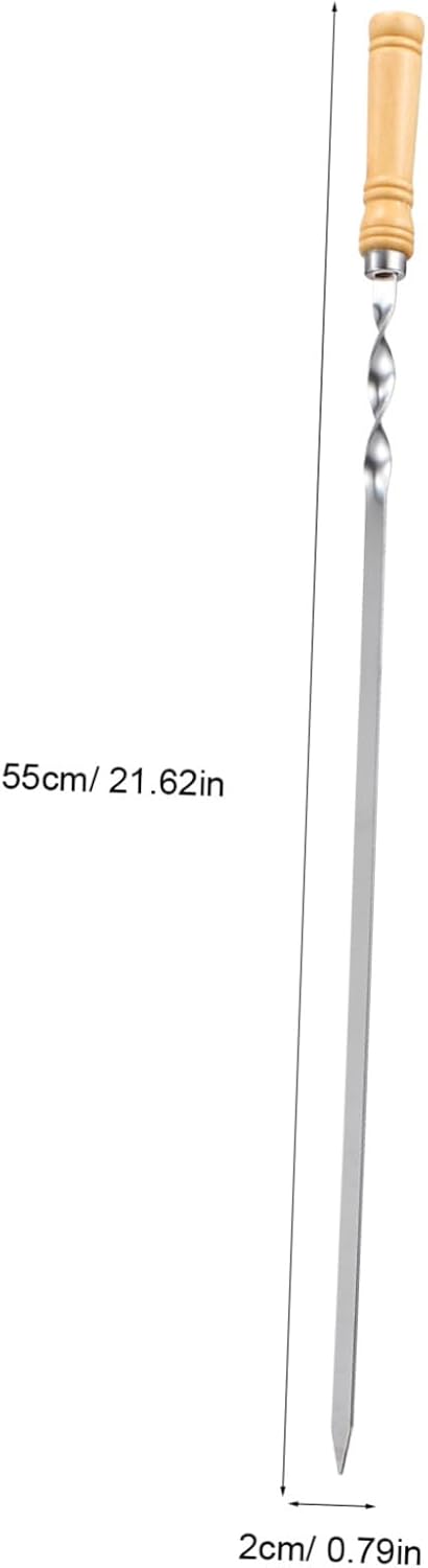 18Pcs Stainless Steel Bbq Skewers with Wooden Handles Flat Wide Barbecue Sticks for Grilling Meat Shrimp Chicken and Vegetables Scald and Stable Design for Outdoor Cooking and