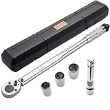 cucunu 1/2 Inch Drive Click Torque Wrench Set 20-150 ft-lb with Sockets and Extension I Dual Directi