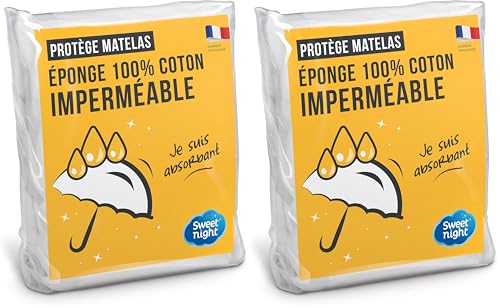 SWEET NIGHT - Protège Matelas bébé 70x140 cm | Bouclette en Coton | Alèse Imperméable et Absorbante | Respirant et Silencieux (Lot de 2)