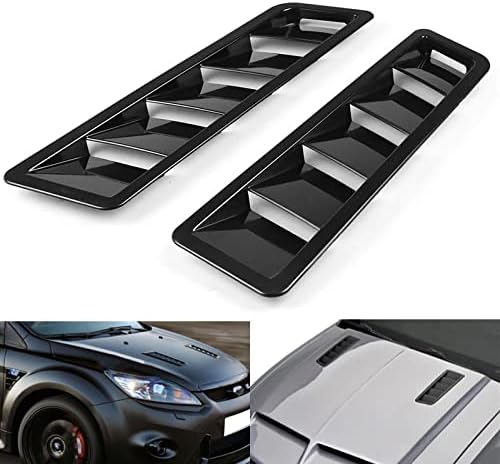 Car hood vent louvers Cold Air Flow Intake Fitment Louvers Vents Bonnet Cover Hood Vent Air Flow Intake Side Scoop Hood Cover Car Decorative ABS Universial on Car SUV Truck Black
