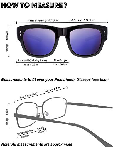 Image of The Fresh High Definition Polarized Wrap Around Shield Sunglasses for Glasses - Leather Eyeglasses Case
