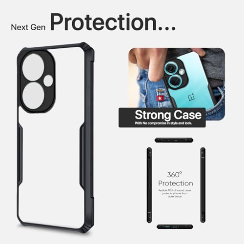 Image of Pikkme Back Cover for OnePlus Nord Ce 3 5G | Ultra Hybrid Shockproof Case | Full Camera Protection | Raised Edges | Clear Transparent Bumper Case (Black)