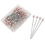 HJ Garden 1Box 100PCS 6x65mm Needle Kit Pearl Head Pins Wedding Bouquet Pins Straight Pins for...