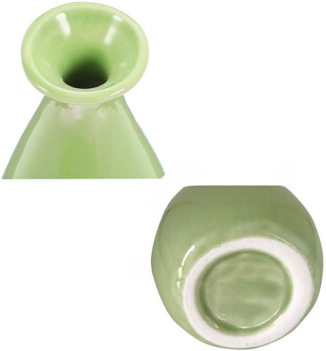 Small Ceramic Bud Vase Flower Single Stem Vase Mini Decorative Floral Holder Home Decorative Floral Centerpiece for Home Decor Centerpiece Wedding Party Table Vase (Green) - Image 3