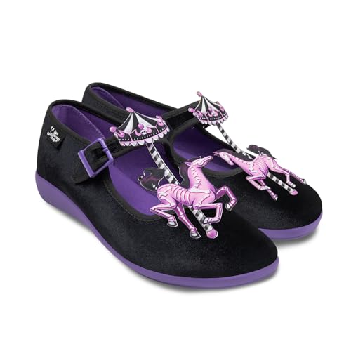 Image of Hot Chocolate Design Whimsical Women's Mary Jane Flats | Adjustable Buckle Strap, Round Closed Toe, Cushioned Insole, Vegan Textile, Lightweight All-Day Wear