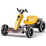 RYH 12V Electric Go Kart for Kids 3-6 | Foldable Design with Adjustable Seat & 4 EVA Wheels | Crazy Cart Toy for Boys and Girls (Yellow)