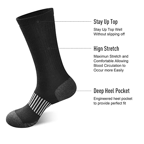 ECOEY Men's Work Boots Athletic Running Crew Socks, Dry-Tech Moisture Wicking Heavy Cushion Multi Pack2