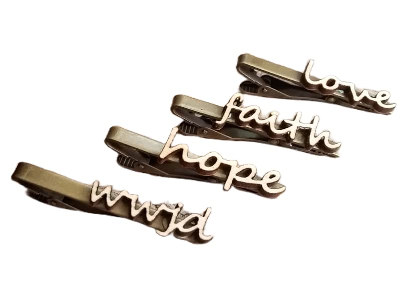 Wooden love faith hope wwjd Bronze Tie Clip