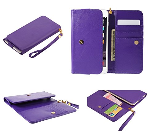 DFV mobile - Cover Premium Crazy Horse PU Leather Wallet Case with Card Slots Compatible avec Lava Iris Pro 30+ - Purple