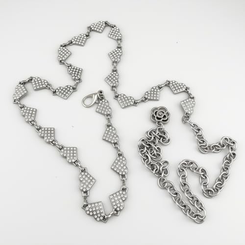 Ring Chain Belt for Women, Trendy Heart Pattern Metal Chain Waist Belt for Dresses, Jeans Fashion Gift for Birthday Christmas Mother's Day2