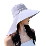 [ARSZHORSVS] uvカット 帽子 レディース つば広 紐付き 日焼け防止【超軽量・ 接触冷感・ 通気性 小顔効果】 日除けハット 紫外線対策 旅行 通勤 農作業 アウトドア (JP, アルファベット, Free Size, グレーパープル)