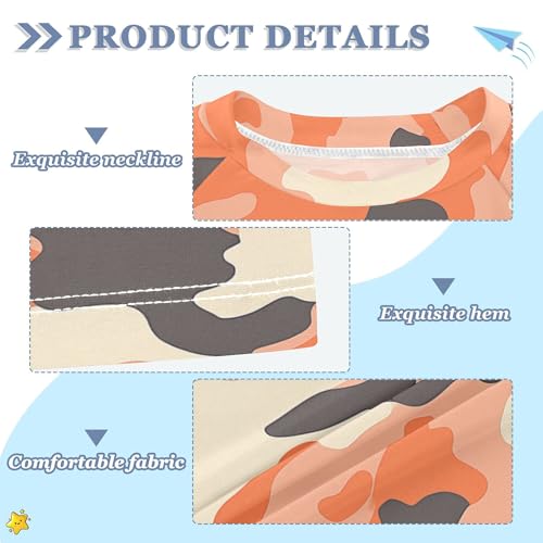 Orange Camouflage Girls Bathing Suit Short Sleeves Shirts Swimwear Beach Tops 3T3