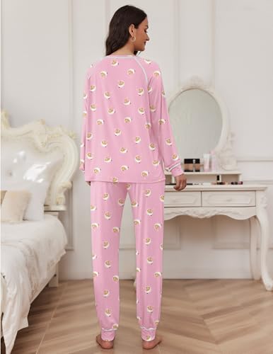 Image of Ekouaer Pajamas Set for Women Soft Comfy Pjs Sets Long Sleeve Sleepwear Loungewear S-XXL