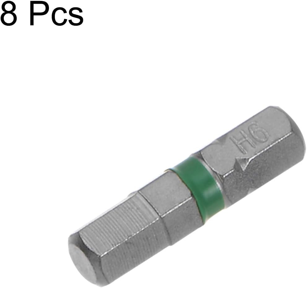 HARFINGTON 8pcs H6 Hex Screwdriver Bit 6mm 1/4" Hex Shank 1" Length S2 Steel Magnetic Power Drill Bits