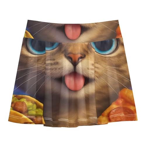 Cute Funny Galaxy Cat Pizza Girls' Shorts Athletic Skorts Kids Tennis Skirts Children Little Girl 3t