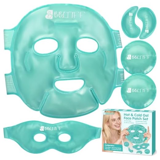 BBLTIFF Antifaz Gel Frio y Mascara Gel Frio Cara, con 4x Parches de Ojos para Bolsas y Ojeras, Mascara para Ojos Reutilizable para Aliviar La Hinchazón Ocular, El Cansancio y Las Migrañas (6 Piezas)