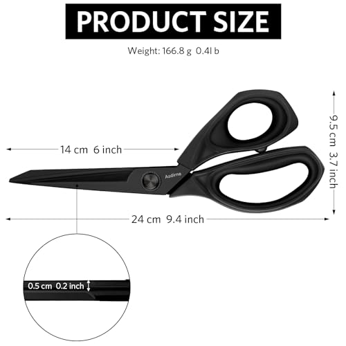Miniatura 4 de Asdirne - Tijeras De Tela De Titanio Negro, Tijeras De Confección Con Cuchillas Resistentes Y Multiusos, Revestimiento De Titanio Y Asas Cómodas De Agarre Suave, Color Negro, 25 Cm