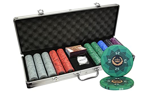 MRC 500pcs Laurel Crown Ceramic Poker Chips Set with Aluminum Case
