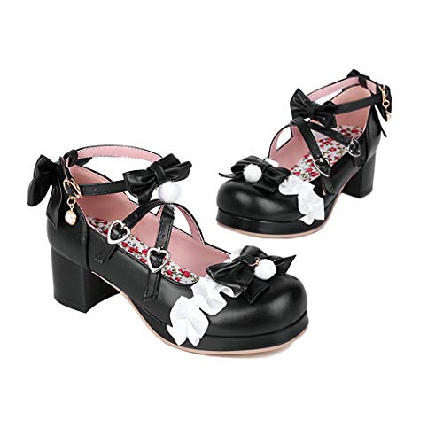 Alsoloveu Womens Lolita Shoes Platform Mary Janes Chunky Heel Ankle Strap Round Toe Dress Sweet Shoes2