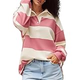 Design : ce polo à manches longues pour femme se distingue par son col surdimensionné élégant et son design classique boutonné, offrant un mélange parfait de vêtements de rue rétro et modernes de l'an 2000. Le polo rayé pour femme présente une silhouette décontractée et surdimensionnée et des rayures color-block.
