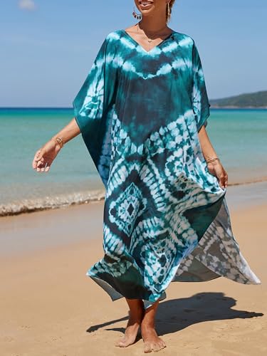 Image of Kaftan Dresses for Women Plus Size Summer Beach Dress with Print and Swim Cover Ups