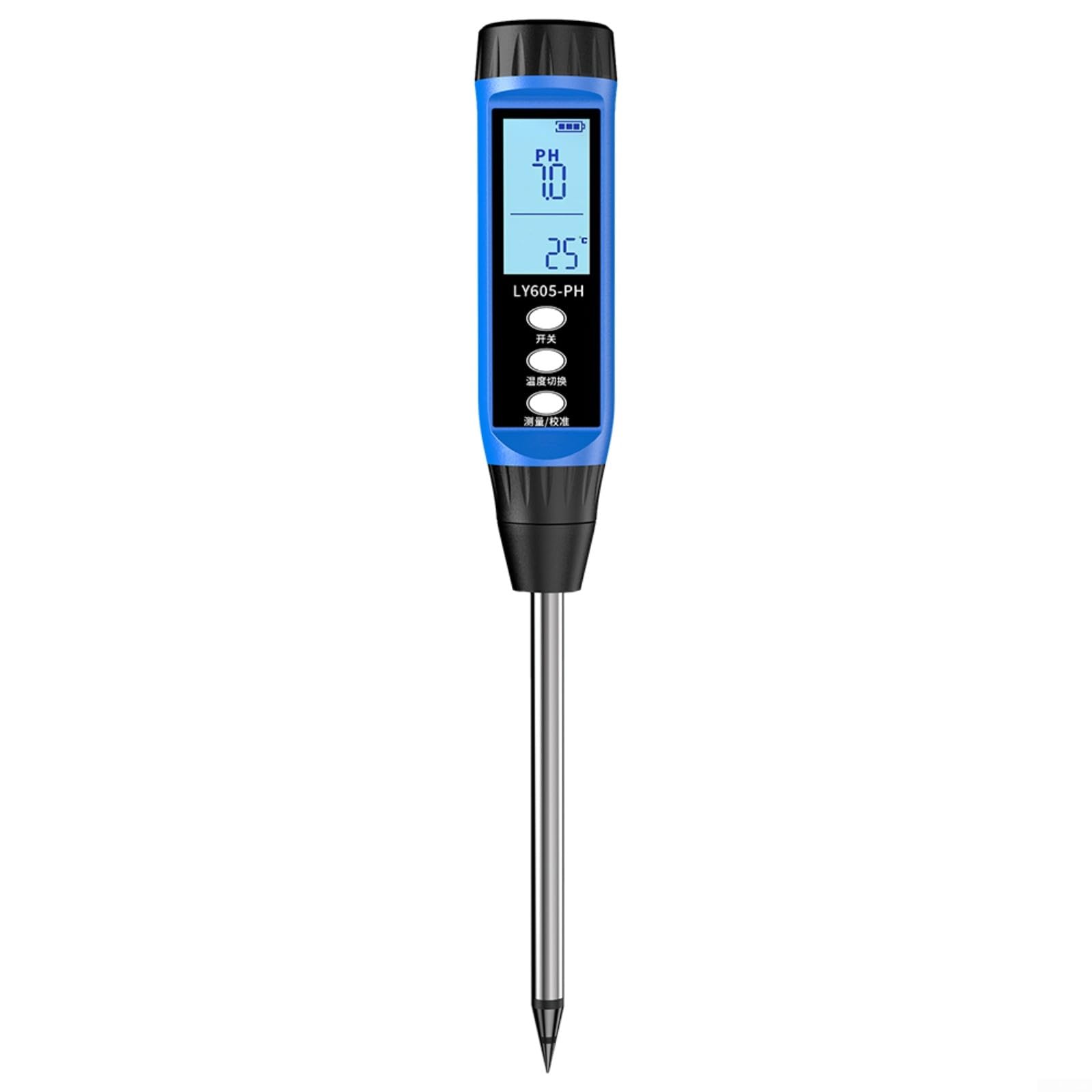 Medidor digital de suelo de alta precisión Medidor de humedad PH Pantalla LCD 0-19.99ms/cm para uso al aire libre Jardín Granja Uso Resultados rápidos Botón Operación Construcción de metal (606