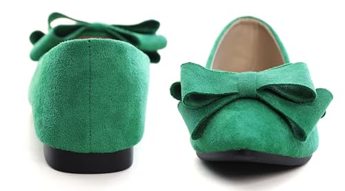 Image of SAILING LU Womens Bowknot Ballet Flats Pointy Toe Suede