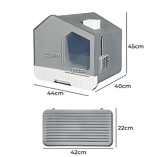 image for PaWz Cat Litter Tray Boxes Enclosed,Cat Toilet Mat with Cleaning Scoop