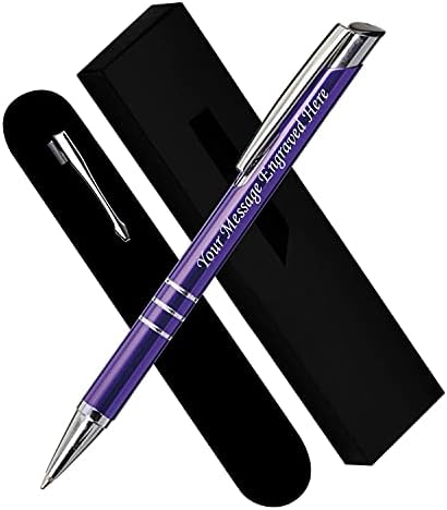 Paul Clover Personalised Engraved Blue Ink Ballpoint Pen with Medium Point - Refillable - Lacquered Aluminium Finish - Velvet Pouch, Gift Box & Black Refill - Great Gift for Men, Women - Beige