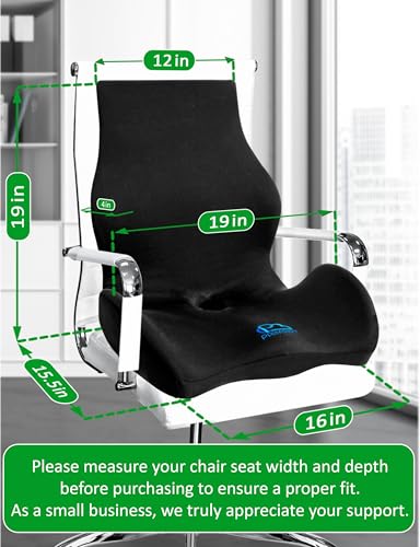 Image of Ergonomic Memory Foam Seat Cushion for Office Chair, Car Seat, Dining, Gaming Chair & Wheelchair, Full Back & Lumbar Support Pillow One Piece, Back Pain Relief, Coccyx, Tailbone & Sciatica Pain Relief