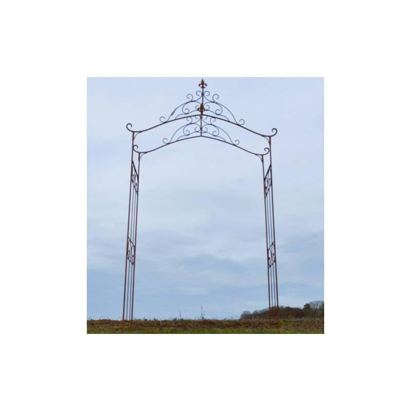 L'Héritier Du Temps Arche Graz Klettergerüst aus rohen Stahl oxidiert Rankhilfe Blumenmotiv Lilie 515,5 x 135,5 x 245 cm