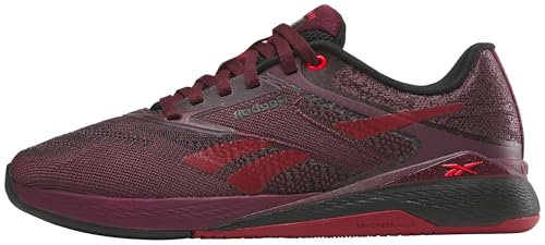 Reebok Nano X5 Sneakers for Women, Cross Training Gym Walking Shoes Women, Black Cherry/Black/Retro Red, 8