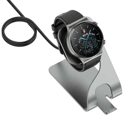 Disscool Replacement Charging Dock Stand Compatible with Huawei Watch GT4 (46mm/41mm), Metal Charger Desktop Base Stand with Charging Dock Cable Smart Watch Accessories(1.5M/Gery)