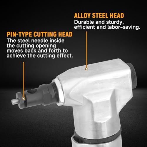 Hoteche Air Nibbler, 3600RPM Pneumatic Metal Cutter for 0.5-1.2MM Iron & Aluminum, Silver, Color Box Packaging