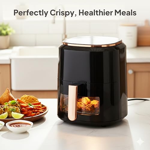 Image of CELLO Smart Pro Air Fryer 4.5L For Kitchen, 1400W | 360 Hot Air Circulation, Touch Control Panel, Uses Up to 90% Less Fat, Healthy Oil-Free Cooking | For Roast Grill Bake Reheat Crisp & Everyday Use