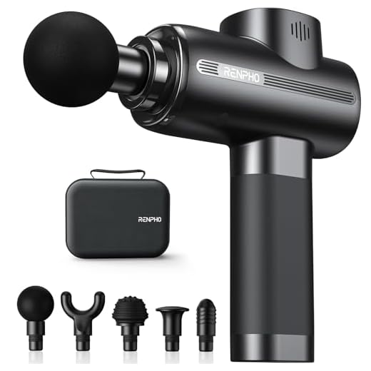 Pistola de Masaje Muscular, RENPHO Massage Gun Eléctrica Masajeador de Músculos, Pistola Masajeador Potente hasta 3200rpm, Muscular Massage Gun de Tejido Profundo Masaje de oficina en casa