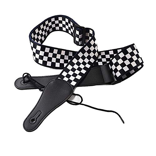 Jinlop Sangle de guitare en damier Noir/blanc pour guitare acoustique/électrique et basse 2 cm de large - Les Beatles, Paul McCartney, John Lennon, RIngo Starr, George Harrison Jinlop Sangle de guitare en damier Noir/blanc pour guitare acoustique/électrique et basse 2 cm de large – Image 4