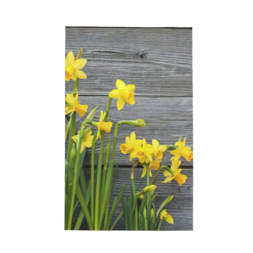 JEJEA Bouquet Of Daffodils Print Waffle Weave Kitchen Towels