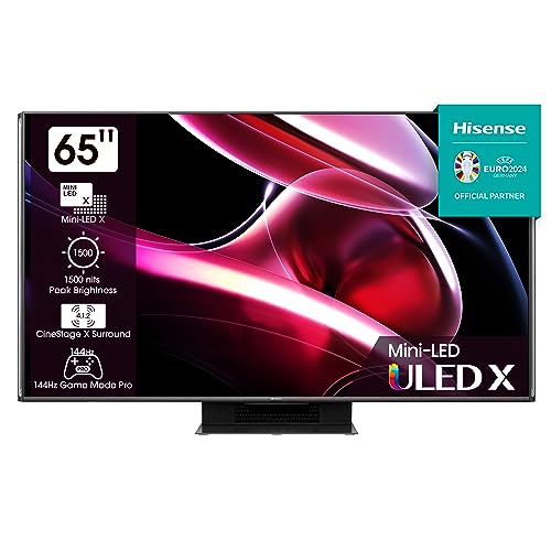 Hisense 65UXKQ 164 cm (65 Zoll) Fernseher, 4K Mini LED ULED, Smart TV, HDR10+, Dolby Vision IQ, Triple Tuner, 144 Hz (VRR), Airplay, Alexa Built-in, Dolby Atmos, Anthrazit (2023)