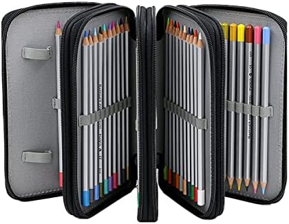 Pencil Case, Portable Large Capacity Pencil Bag 72 Slots Multi-Layer Zipper Pencil Case Holder Students Stationery Pencil Pouch Durable Stationary Box Organizer Storage with Handle for Office School