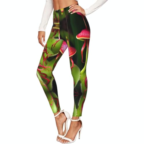 Leggings de compresión suaves de plantas carnívoras para mujer