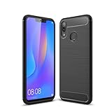 betterfon Carbon Handyhülle kompatibel mit Huawei P-Smart + / Nova 3 | Smartphone Hülle aus TPU-Silikon | Schwarz