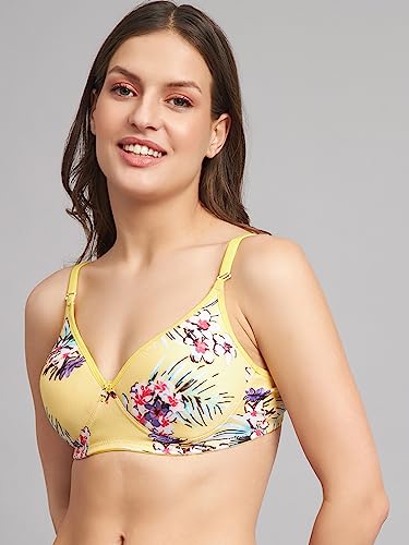 Image of Women's Cotton Floral Printed Lightly Padded Full Coverage Non-Wired T-Shirt Bra