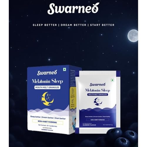 Image of Melatonin Sleep Granules 10mg, Non-Habit Forming Dietary Supplement, Mouth-Melt Granules for Nighttime Relaxation Blueberry Flavor, for Men & Women (Pack of 3)