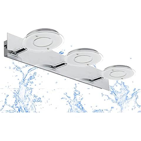 Trango 2114 Modern 3-flammig IP44 Spiegelleuchte *COOL* inkl. 3x 4,5 Watt 3000K warmweiß LED Modul Badleuchte 420mm lang Cover