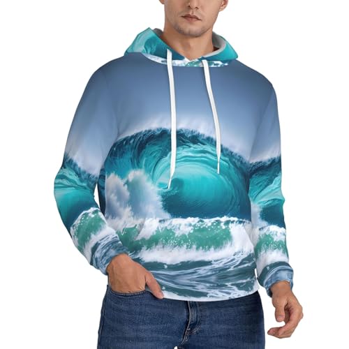 Sweat à capuche imprimé vague océan sweat-shirt manches longues
