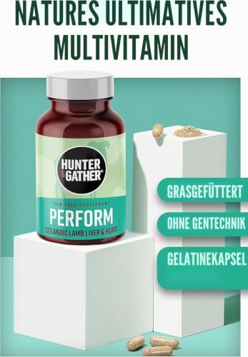 Hunter & Gather Lammleber und Herz Kapseln aus Ganztiernutzung – 90 Kapseln | Grasgefüttertem isländischen Lamm | 100% rohe gefriergetrocknete | Keine GMV-Fütterung, Antibiotika oder Hormone