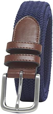 Amazon Essentials Men's Stretch Woven Braid Belt, Navy, 40