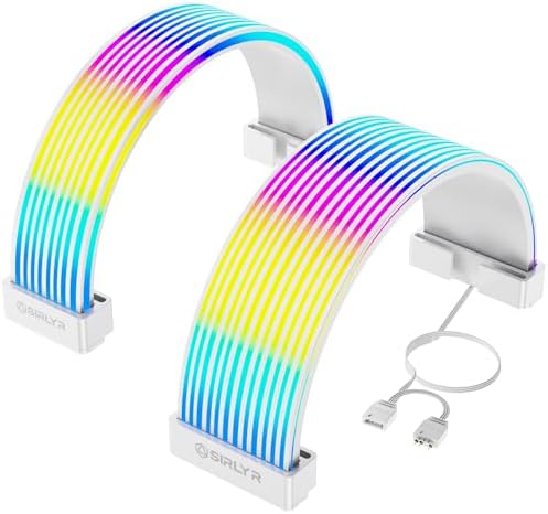 Sirlyr White ARGB Sleeves for PSU Cables, 8Pin/12VHPWR & ATX 24Pin, 5V 3Pin | Flexible LED Strips/cover,manage GPU/MB cables,hide messy wires,decorate PC case with ARGB lighting Include SATA Controller
